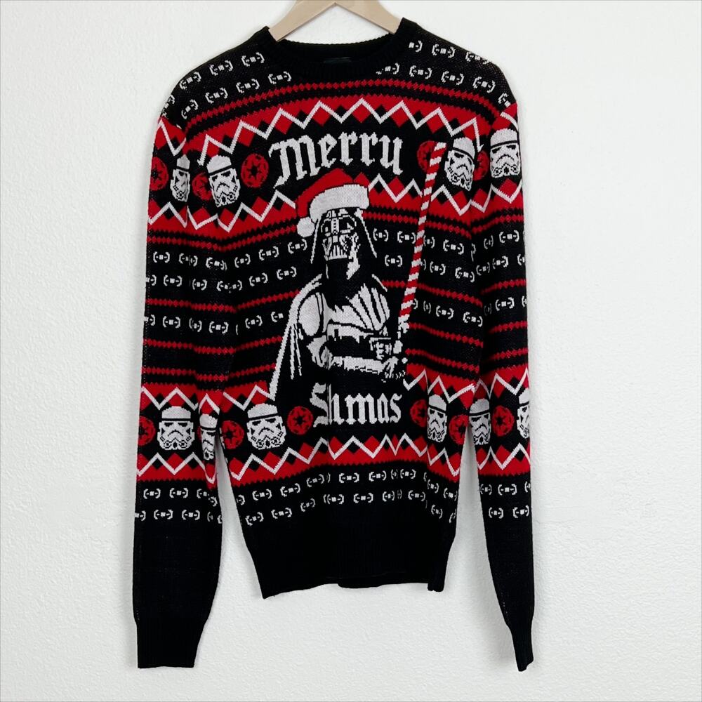 Disney Star Wars Sith Holiday Knit Sweater Pullover Red Black Small